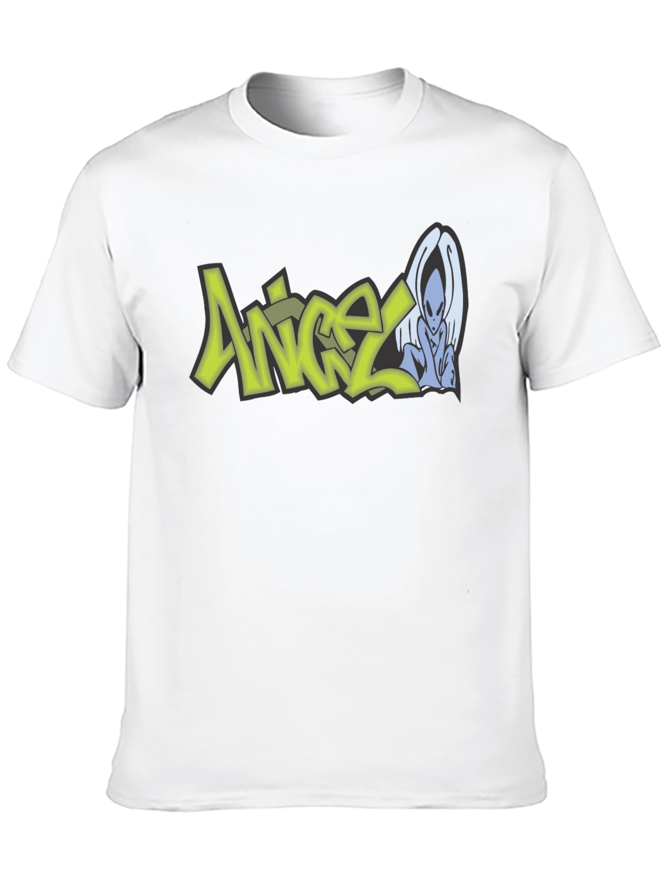 Angel Alien Graphic Print Black T-Shirt