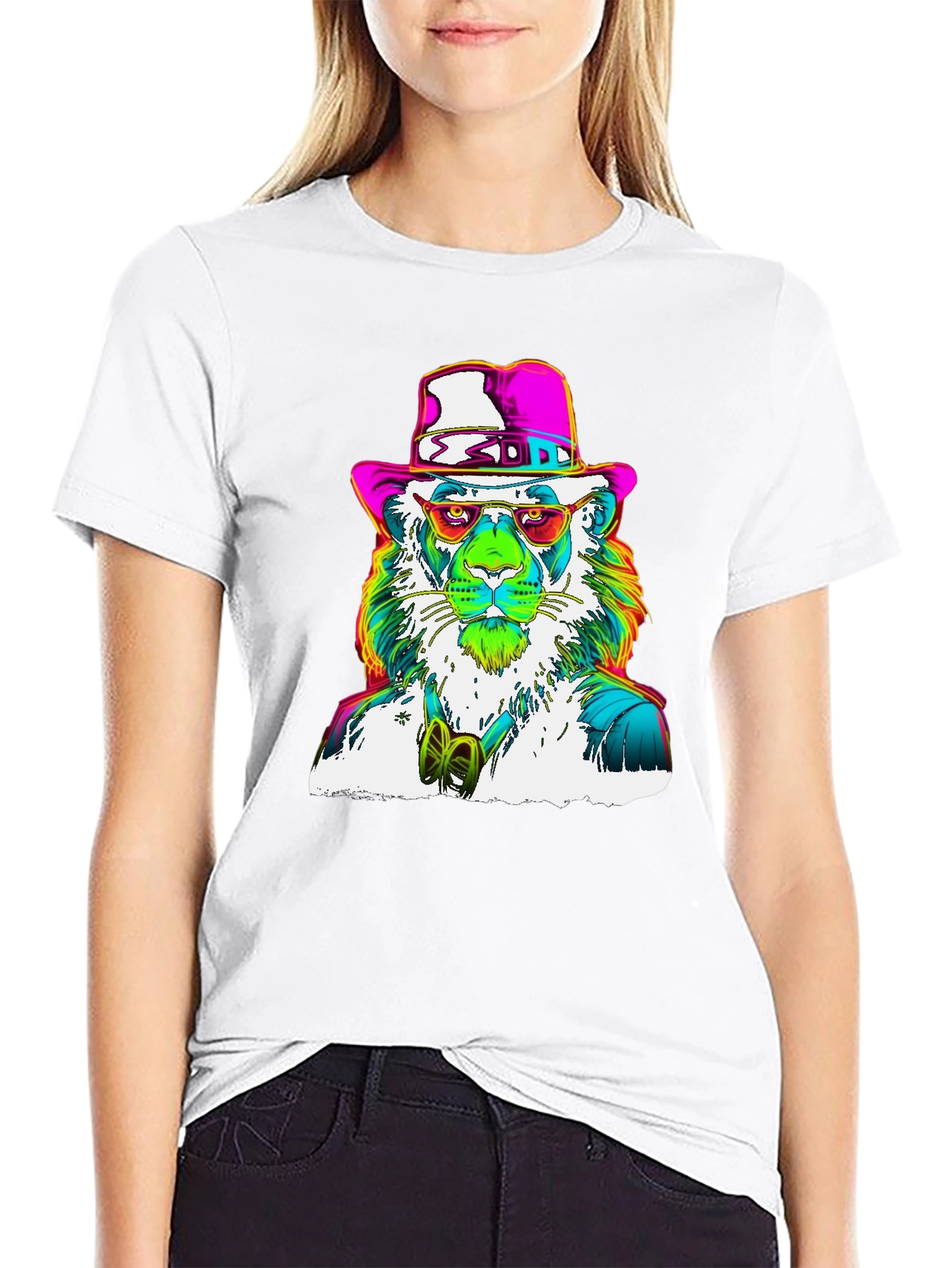 Funky Lion Graphic Tee - Mens Black T-Shirt