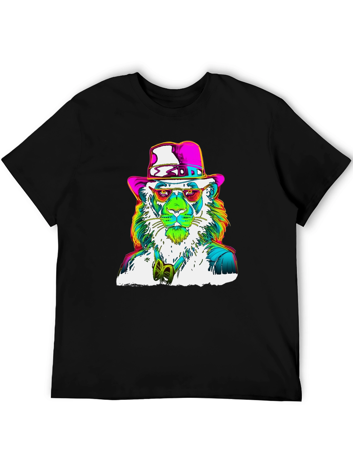 Funky Lion Graphic Tee - Mens Black T-Shirt