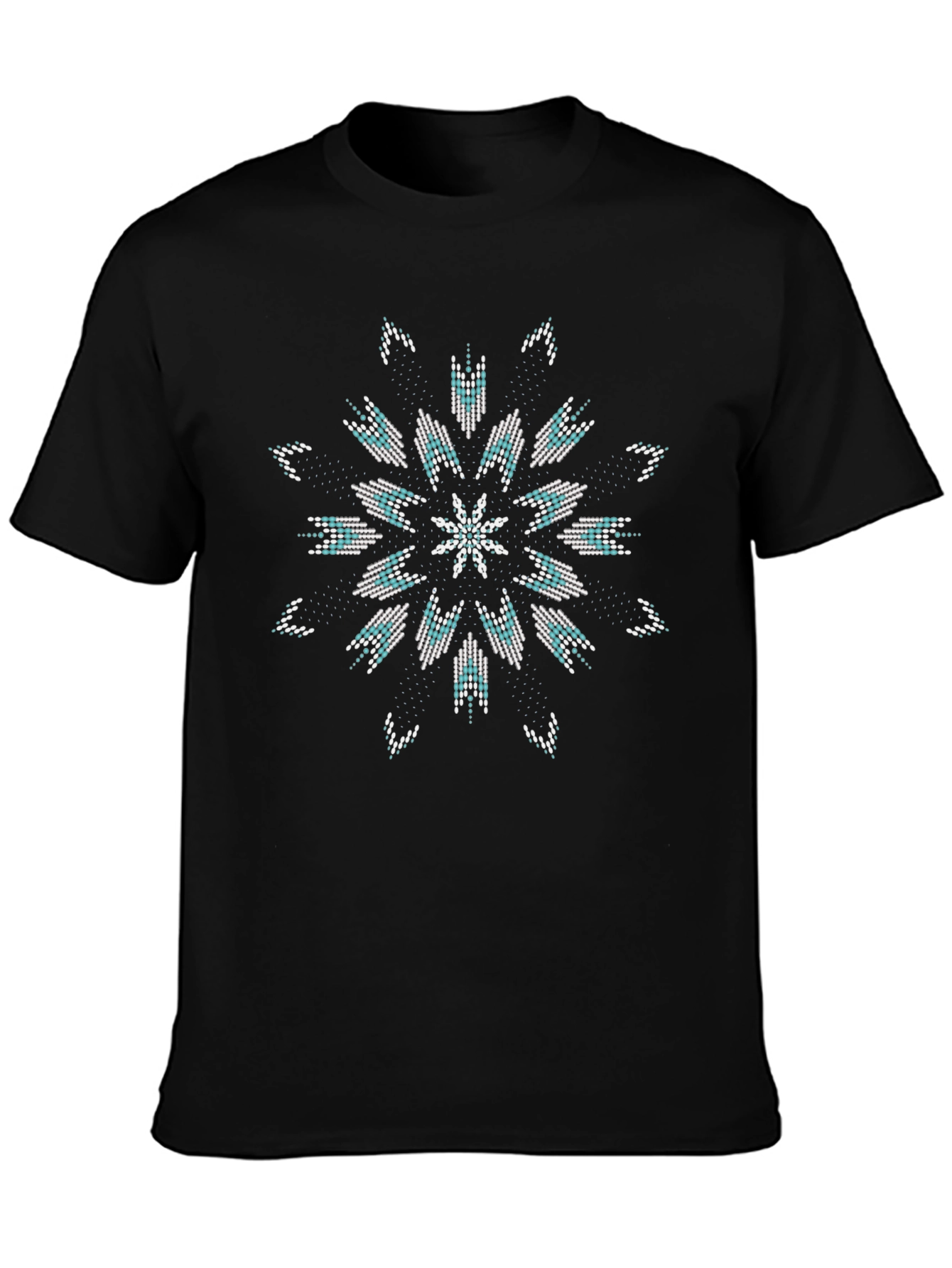 Geometric Beaded Design Black T-Shirt