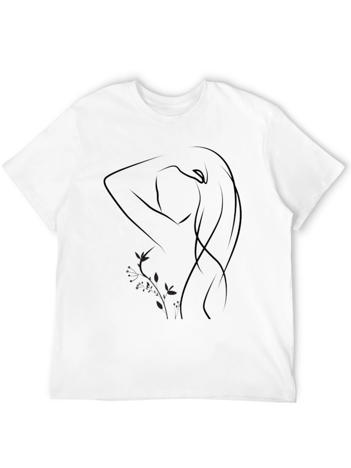 Minimalist Woman Line Art Black T-Shirt