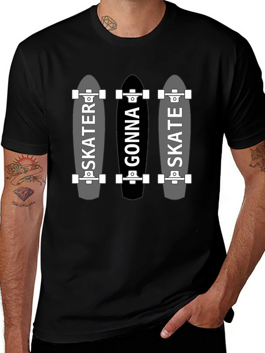 Skater Gonna Skate Graphic Tee - Black Cotton T-Shirt