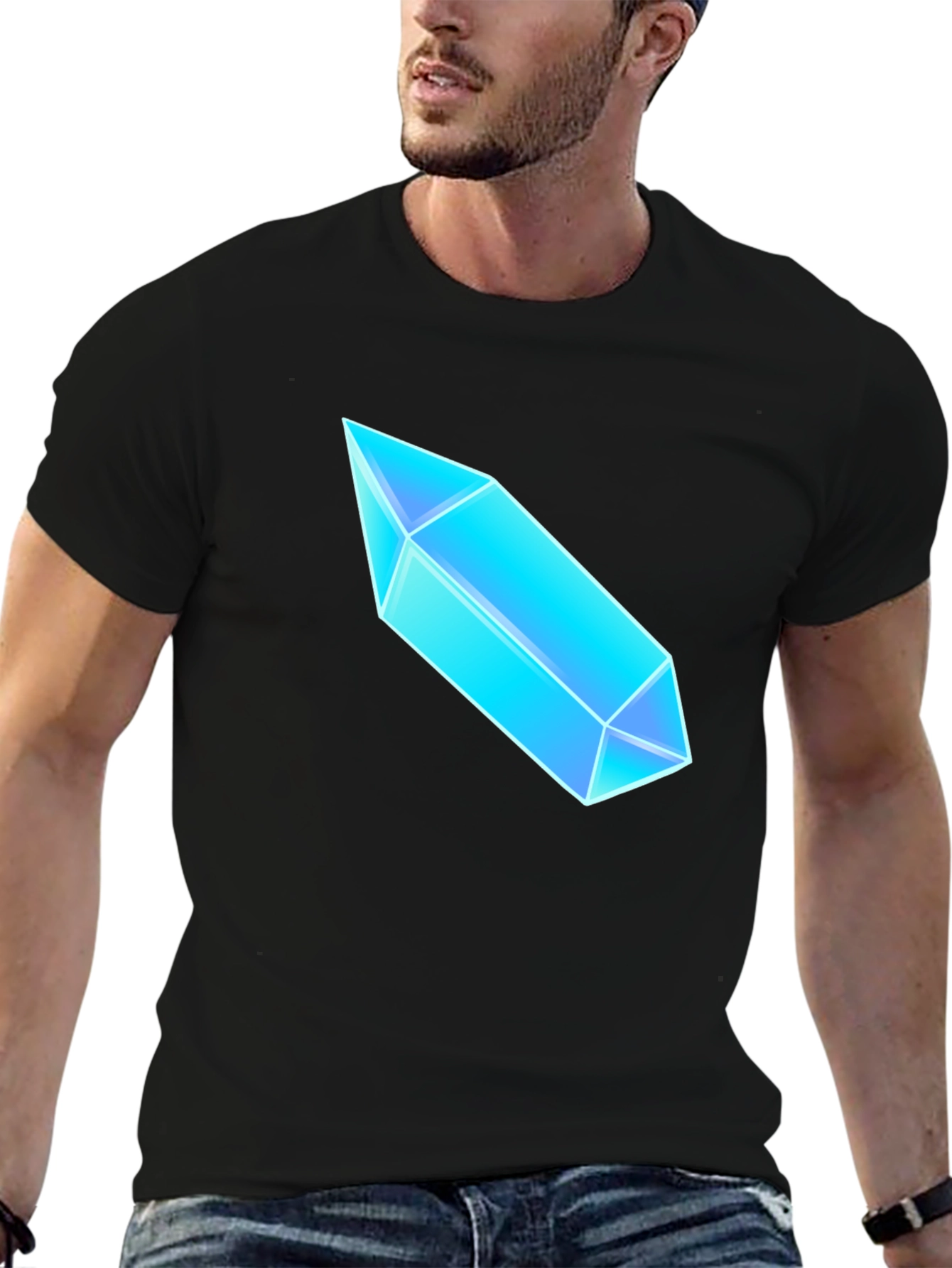 Crystal Gemstone Graphic T-Shirt - Black