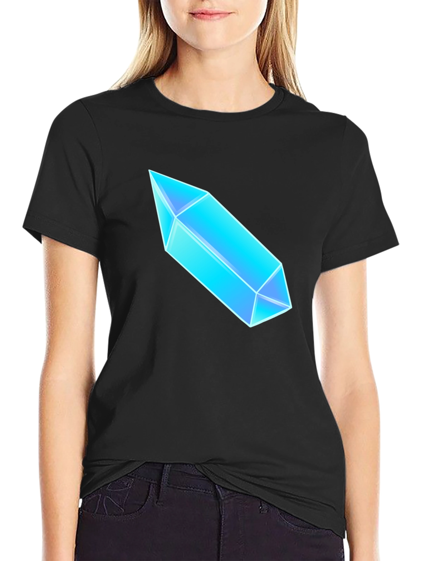 Crystal Gemstone Graphic T-Shirt - Black