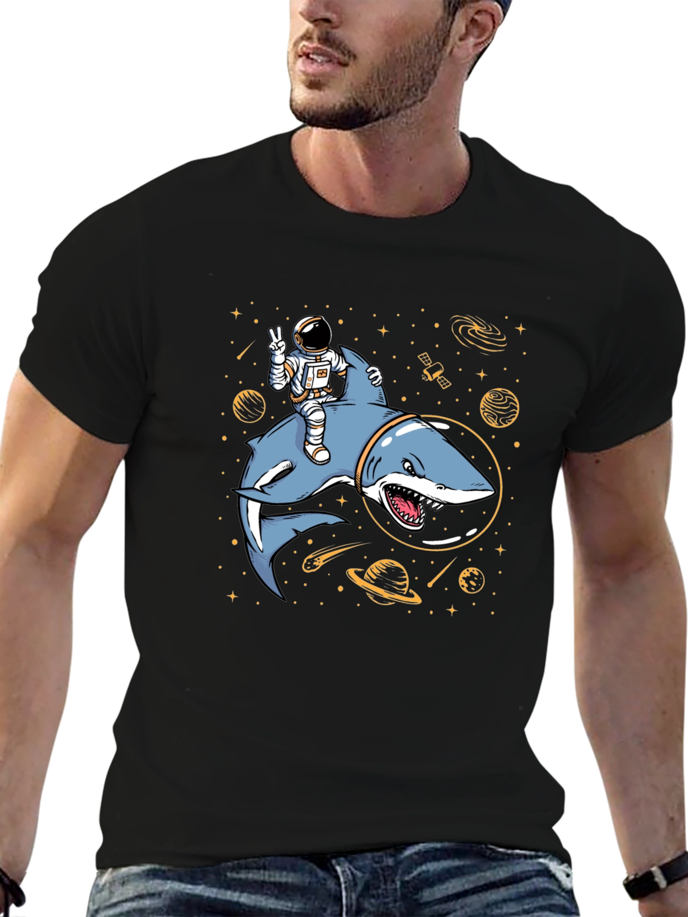 Astronaut Shark Space T-Shirt