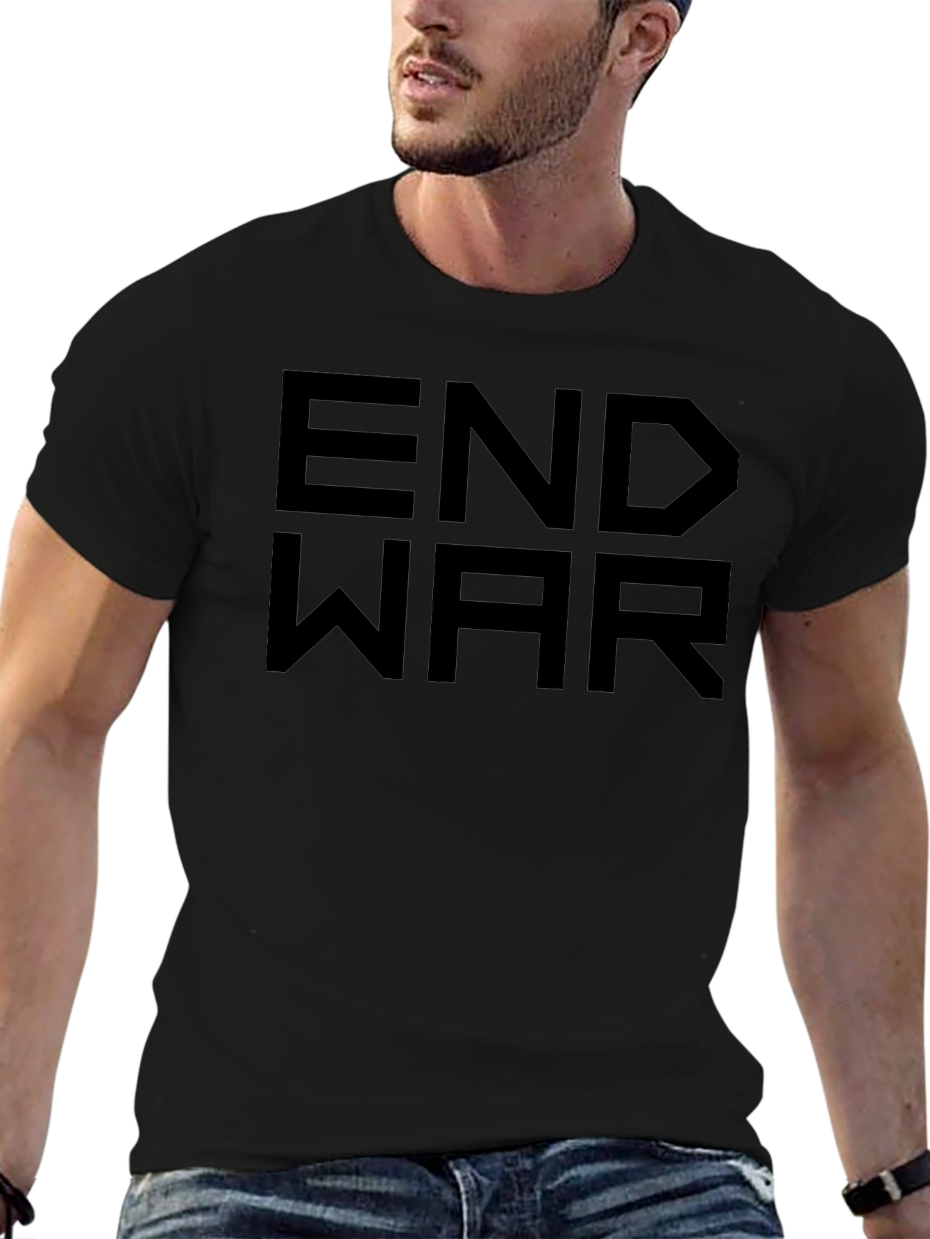 End War Black Graphic Tee - Bold Statement Shirt