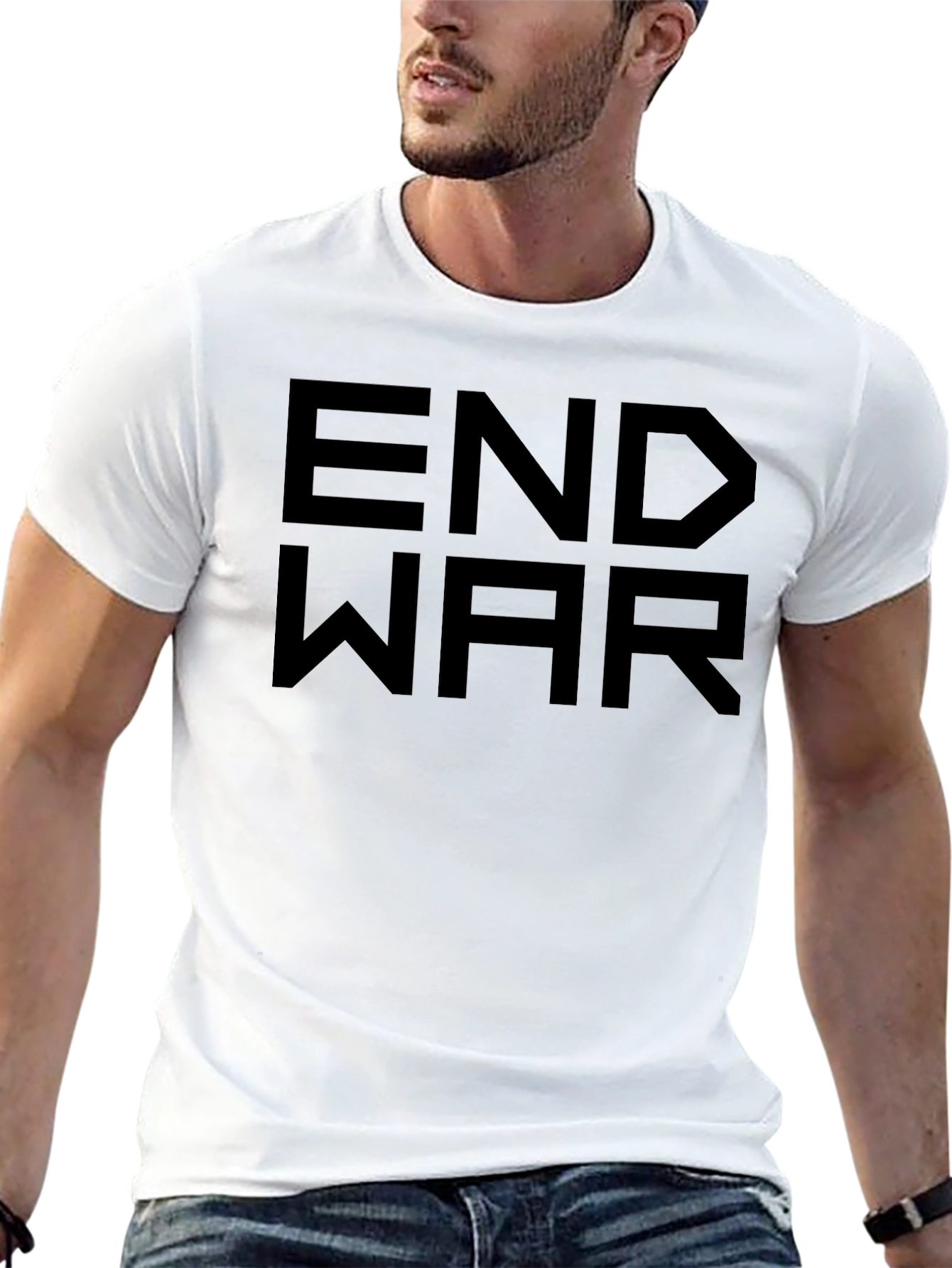 End War Black Graphic Tee - Bold Statement Shirt