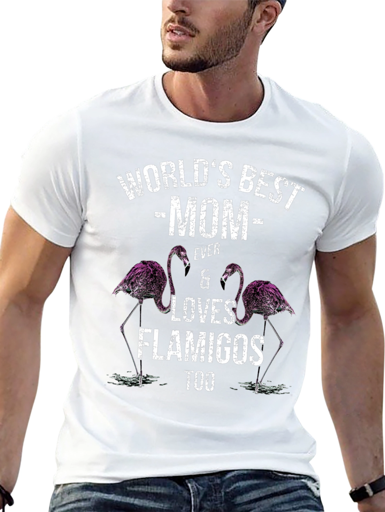 Worlds Best Mom Flamingo Graphic T-Shirt