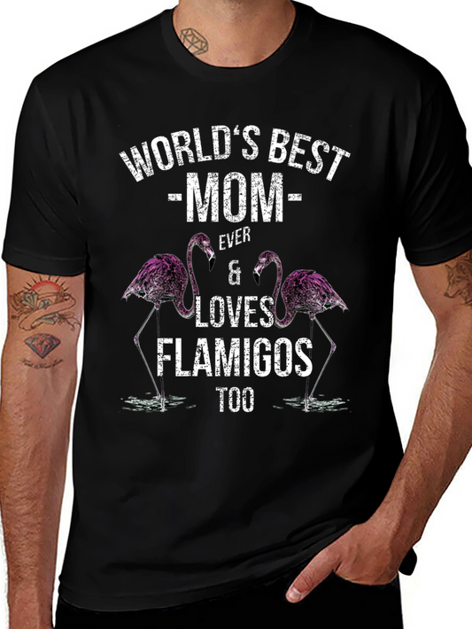 Worlds Best Mom Flamingo Graphic T-Shirt