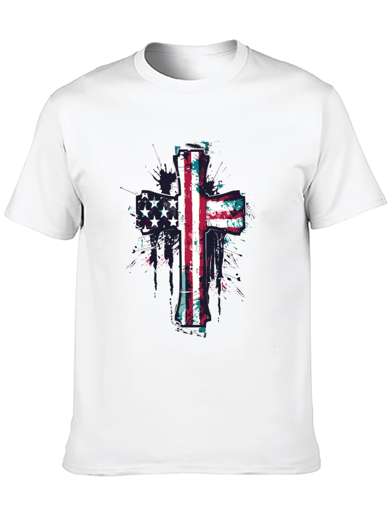 American Flag Cross Graphic Tee - Black