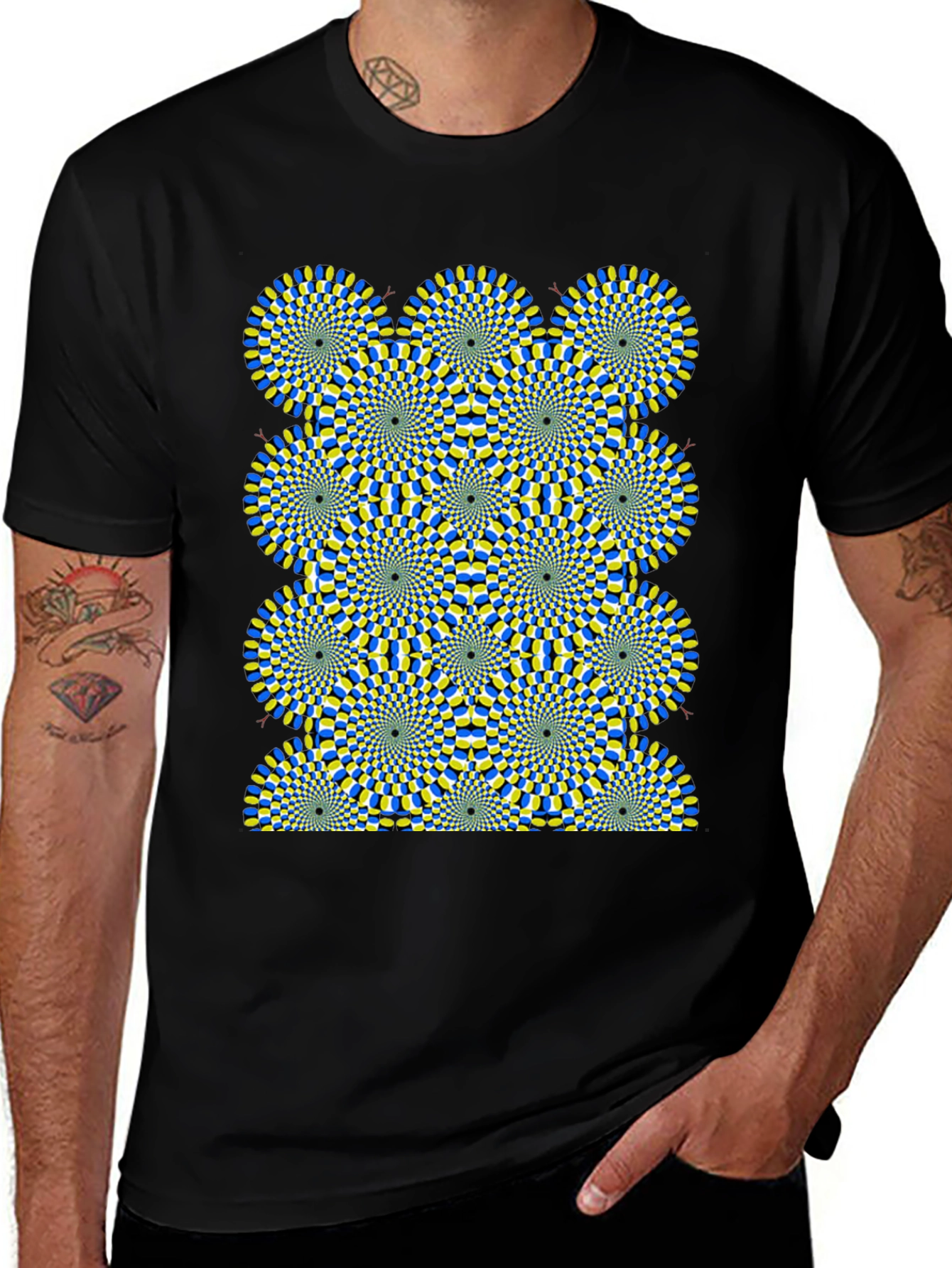 Optical Illusion Graphic Black T-Shirt