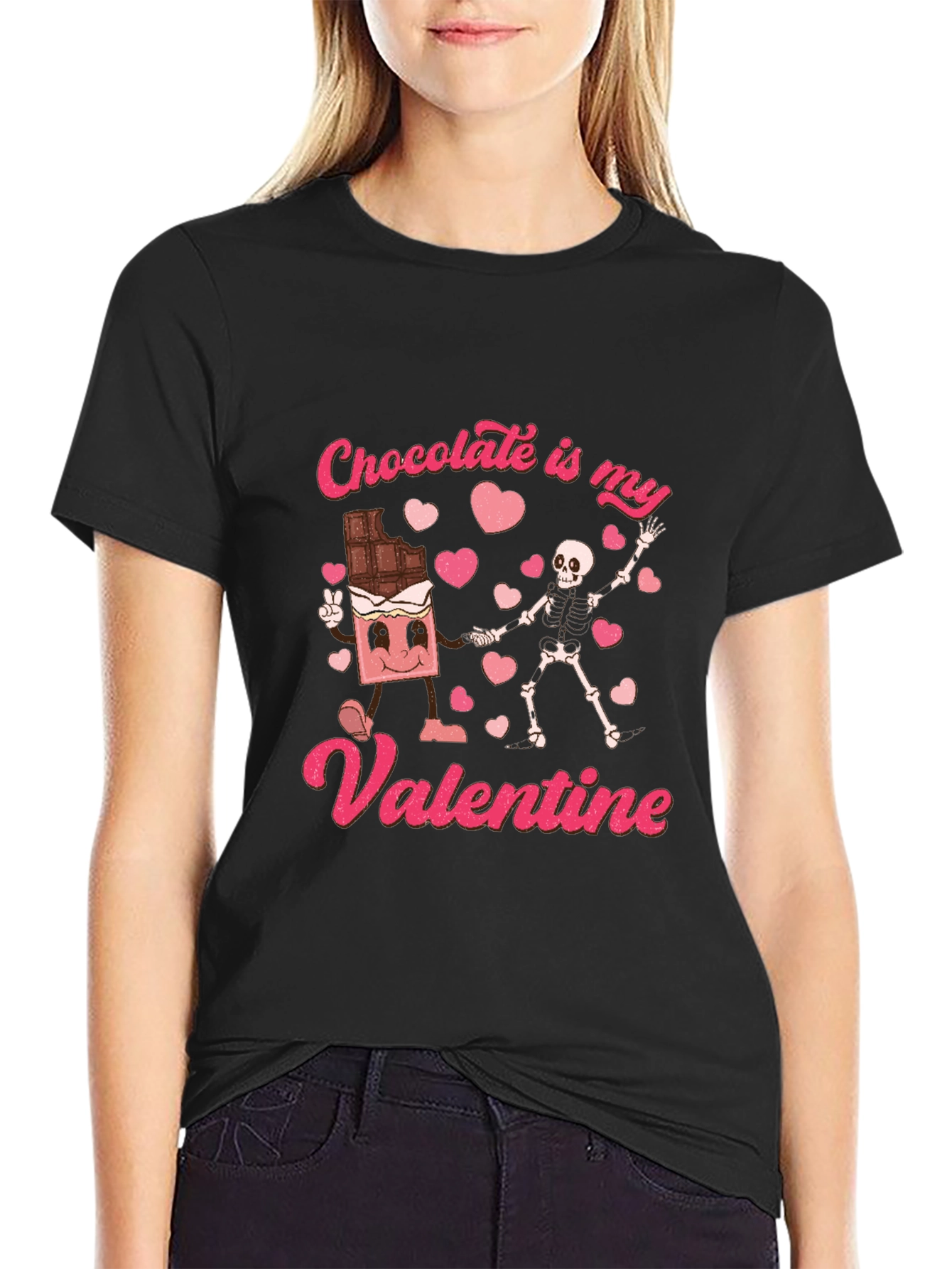 Chocolate is My Valentine Black T-Shirt
