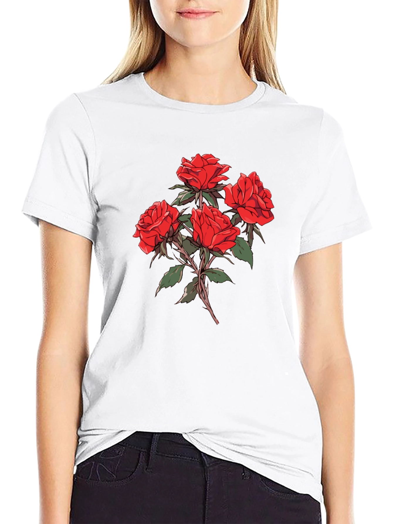 Mens Black Rose Graphic T-Shirt