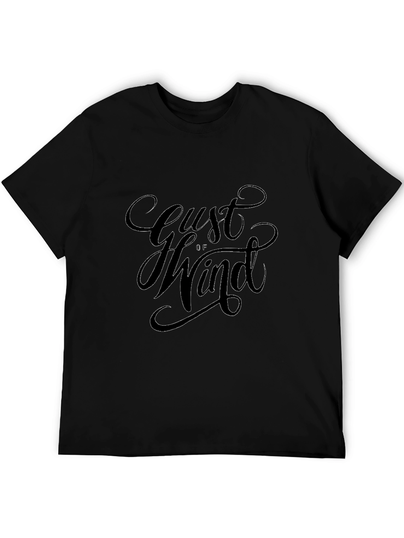 Gust of Wind Graphic Print Black T-Shirt