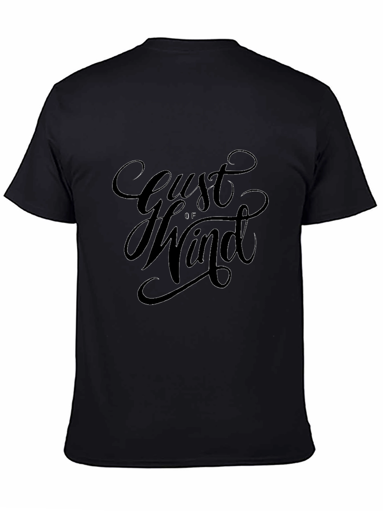Gust of Wind Graphic Print Black T-Shirt