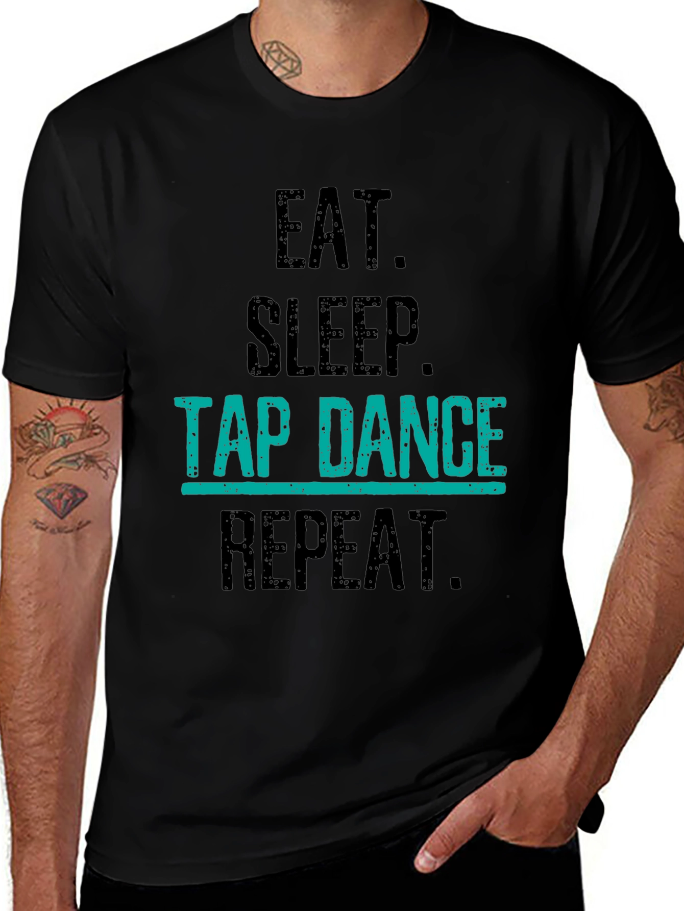 Eat Sleep Tap Dance Repeat Black T-Shirt