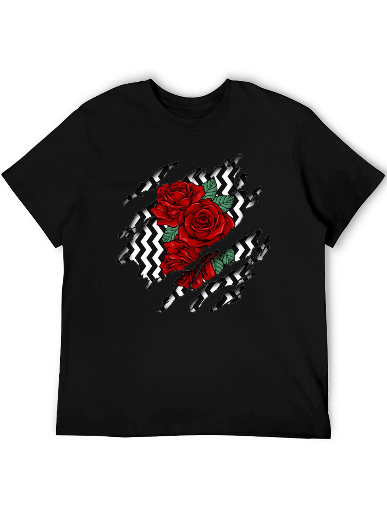 Rose Ripped T-Shirt: Graphic Black Tee