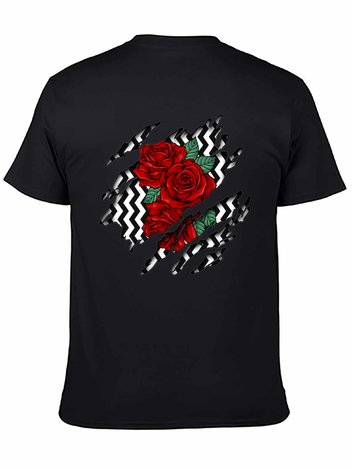 Rose Ripped T-Shirt: Graphic Black Tee