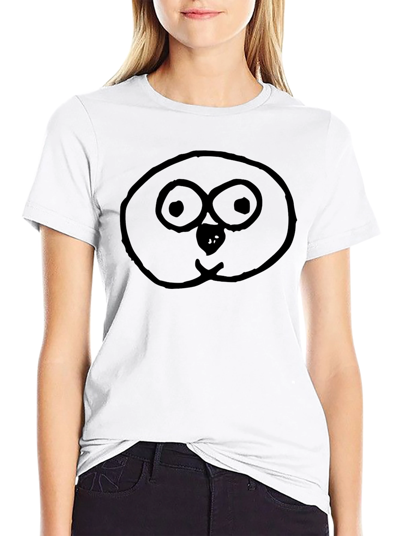 Funny Doodle Face Black T-Shirt