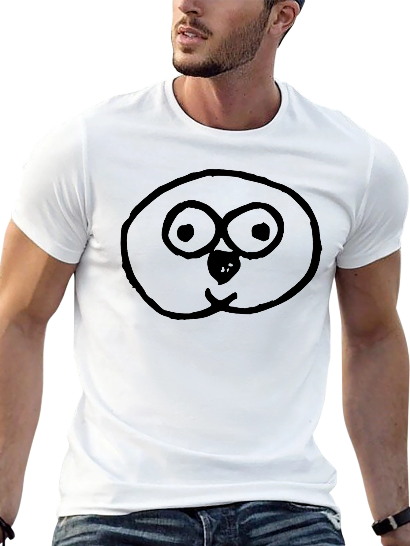 Funny Doodle Face Black T-Shirt