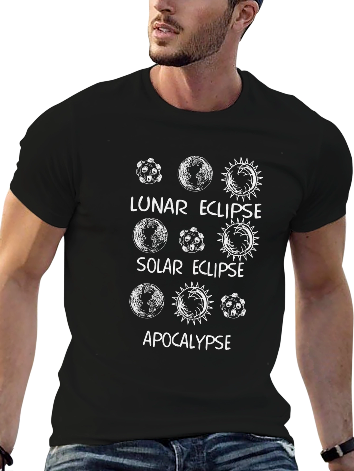 Lunar Solar Eclipse Apocalypse Graphic Tee - Black