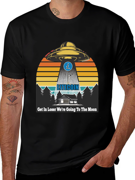 Litecoin UFO Graphic Tee - Crypto Moon Trip!