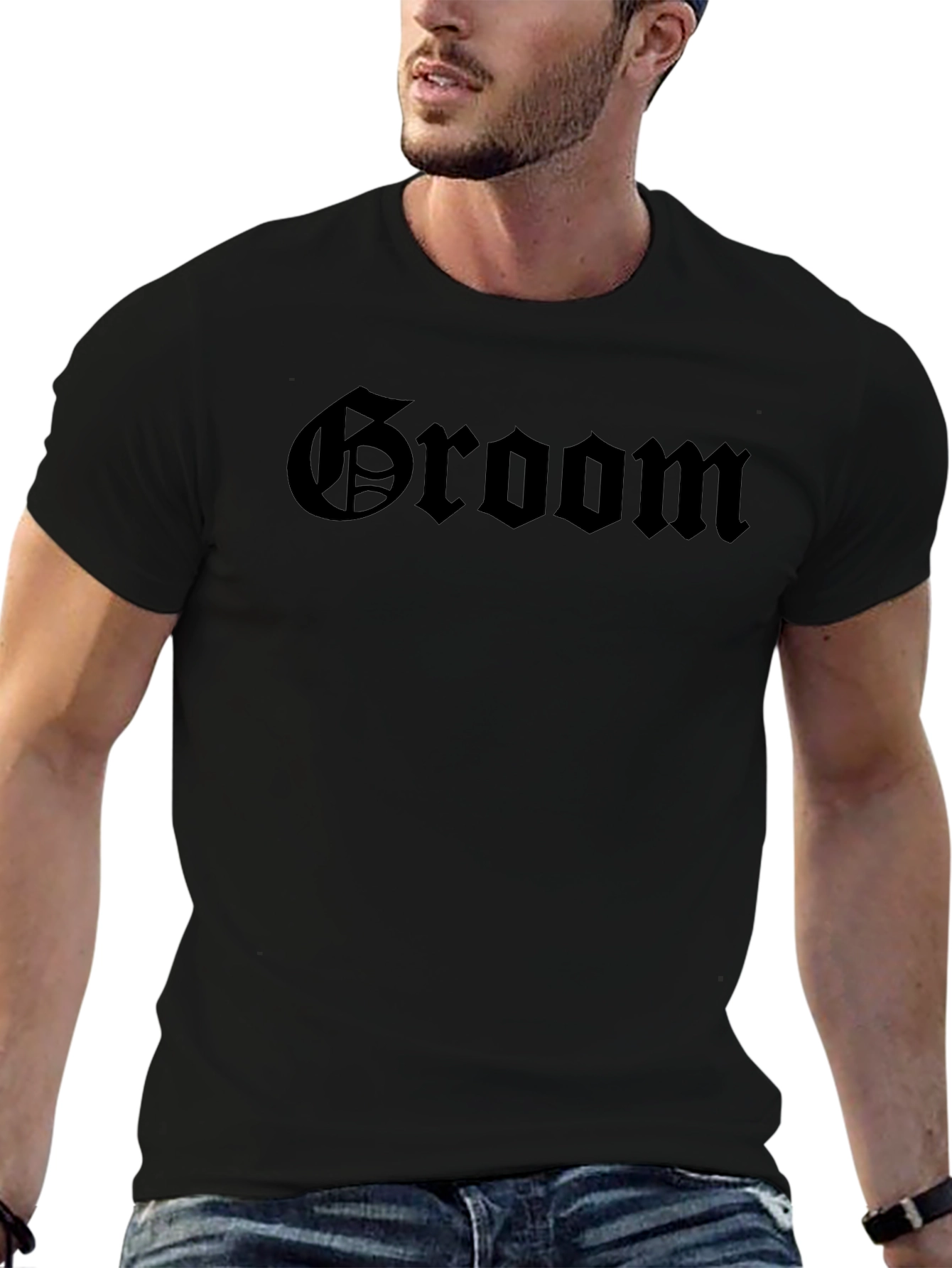 Groom Gothic Text T-Shirt - Wedding Apparel