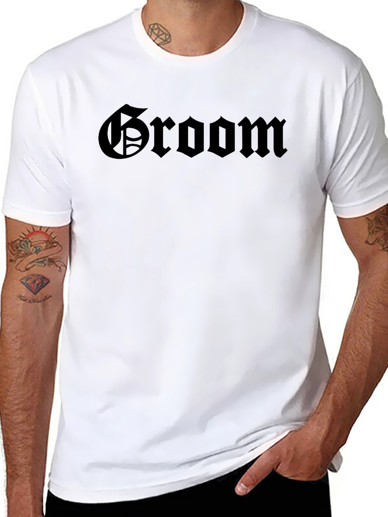 Groom Gothic Text T-Shirt - Wedding Apparel