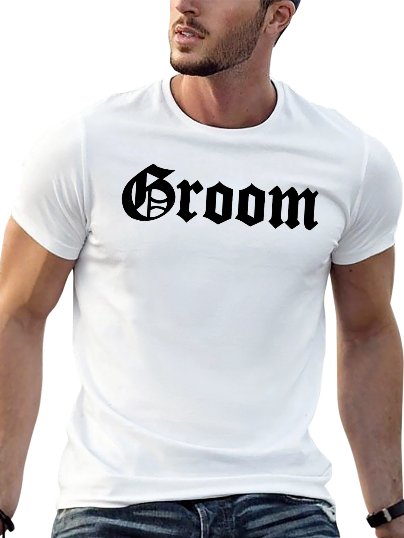 Groom Gothic Text T-Shirt - Wedding Apparel