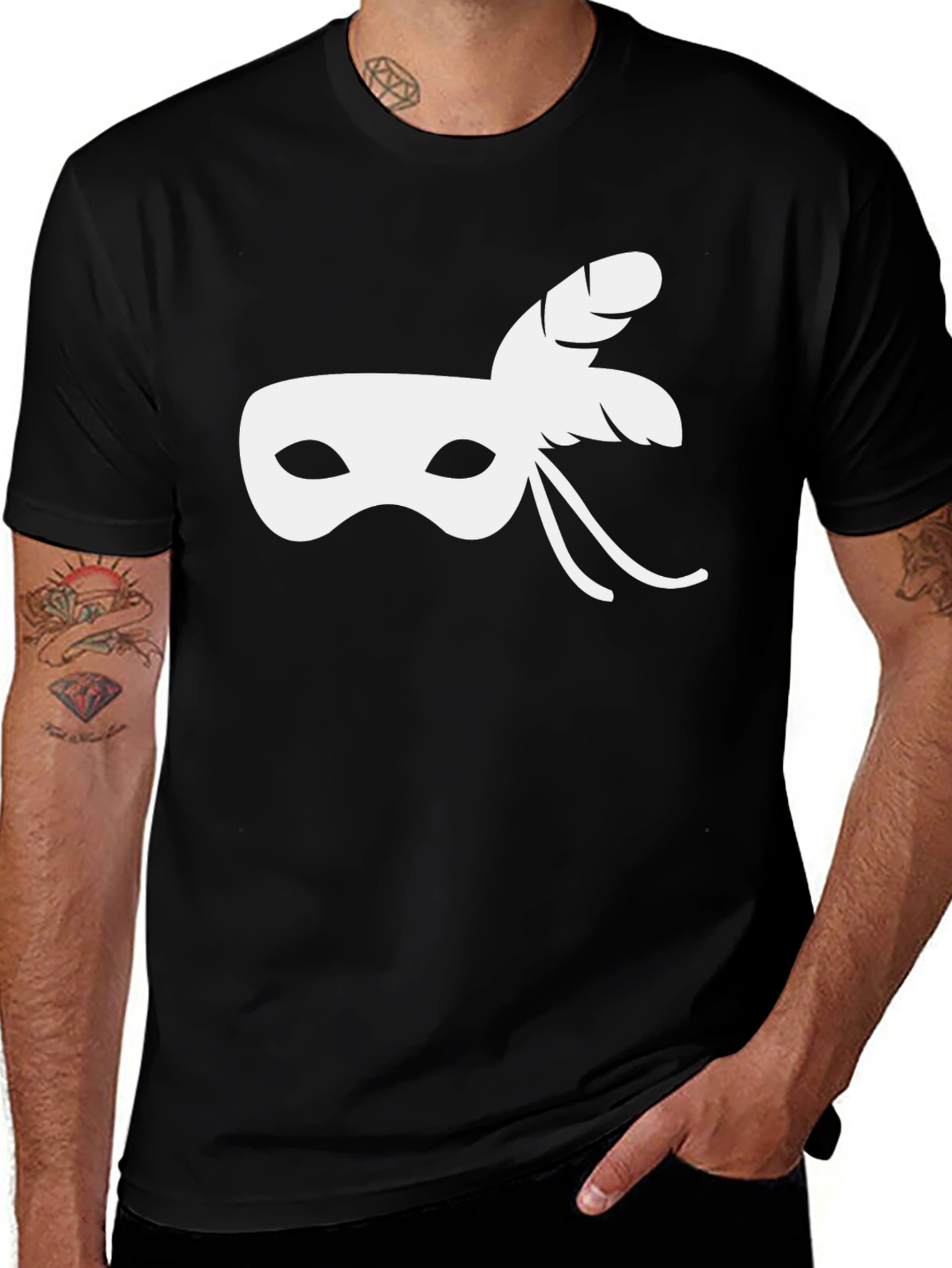 Masquerade Mask Graphic T-Shirt - Black