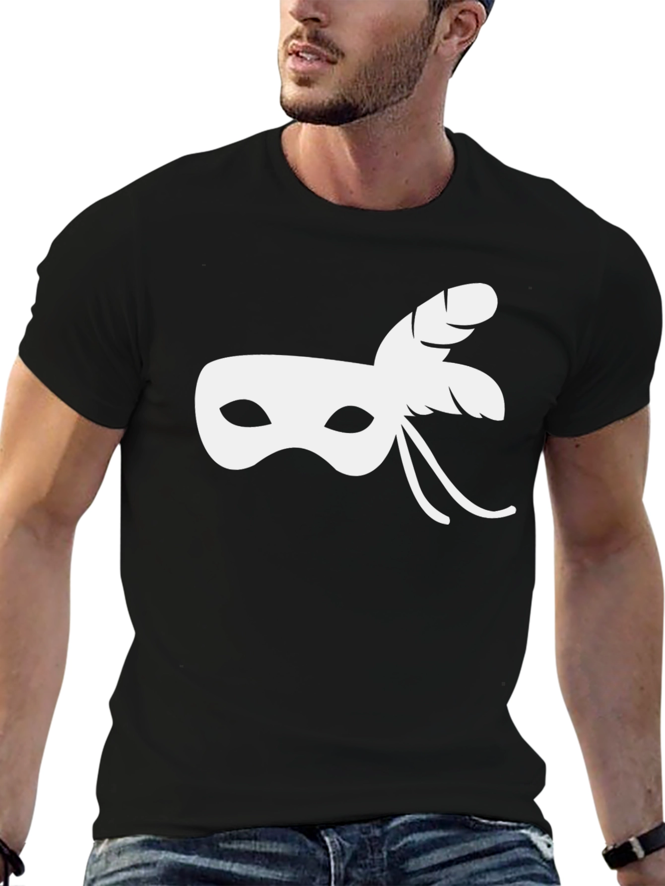 Masquerade Mask Graphic T-Shirt - Black