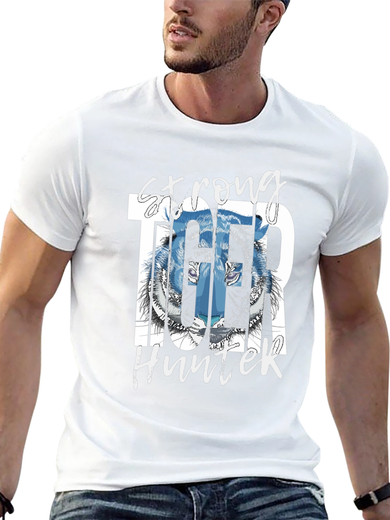 Strong Tiger Hunter Graphic T-Shirt