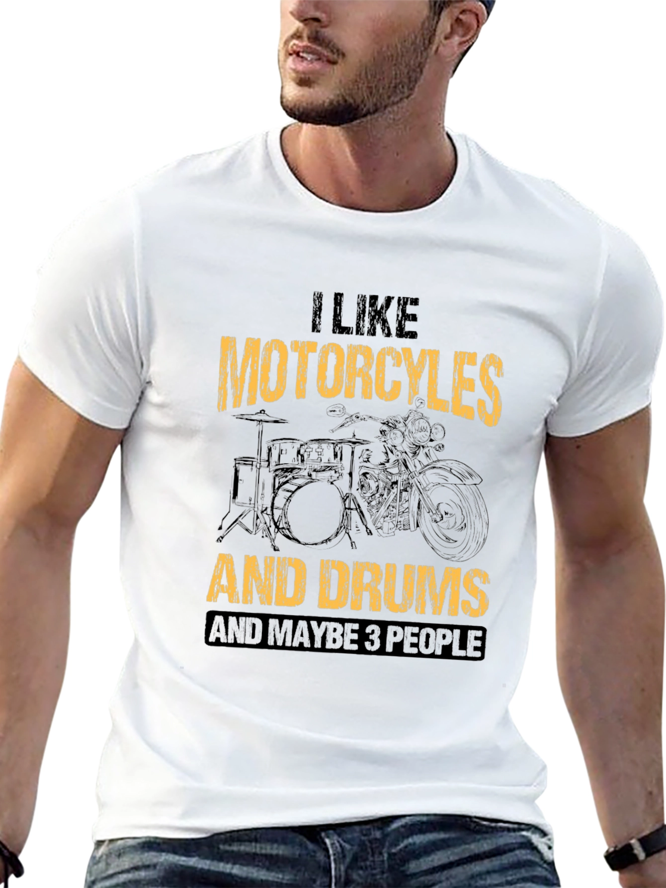 Motorcycle & Drums T-Shirt Funny Graphic Tee