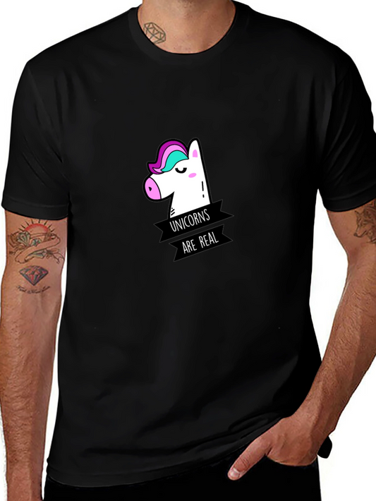 Unicorns Are Real Graphic Black T-Shirt