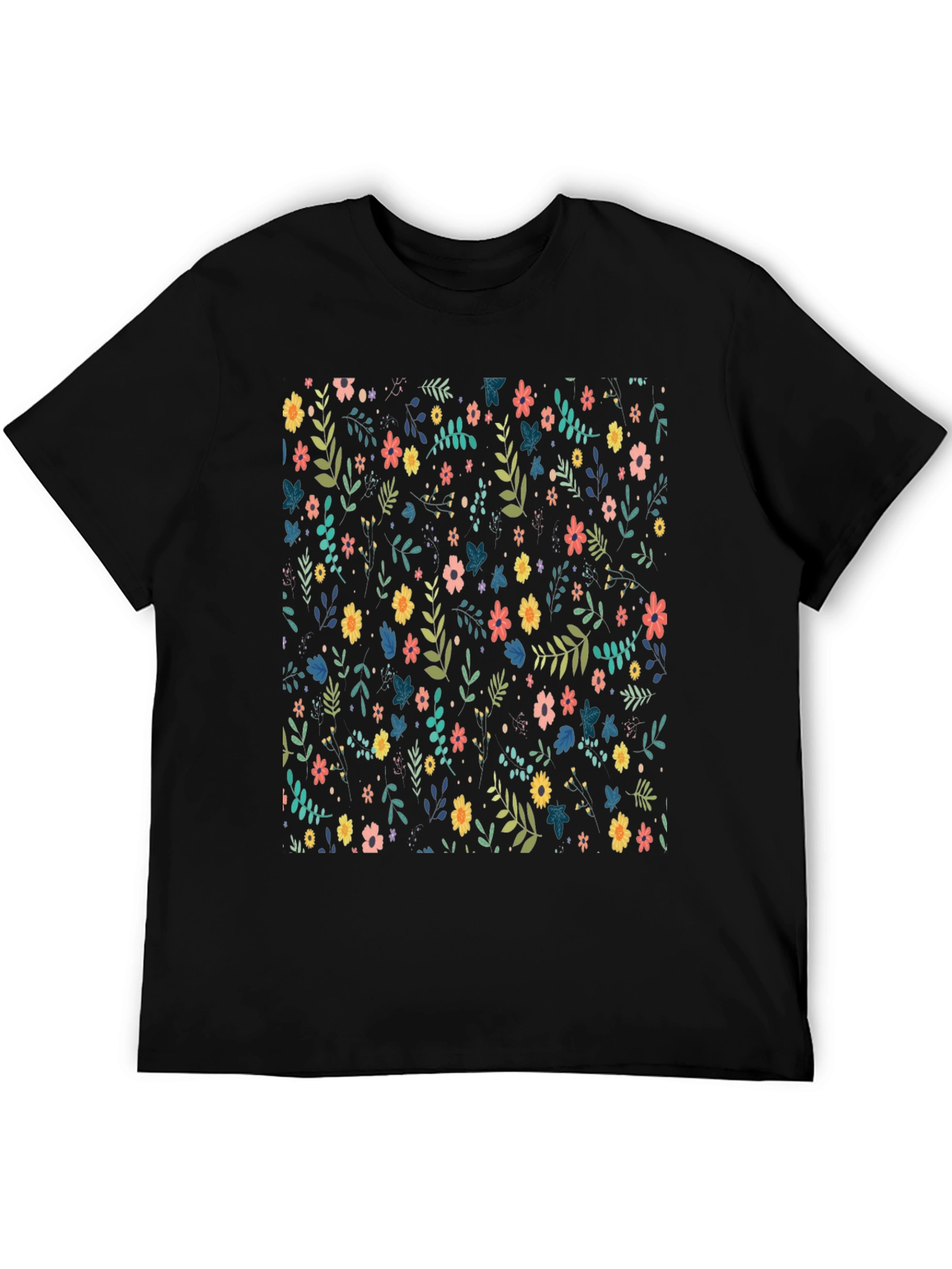 Floral Print Black T-Shirt